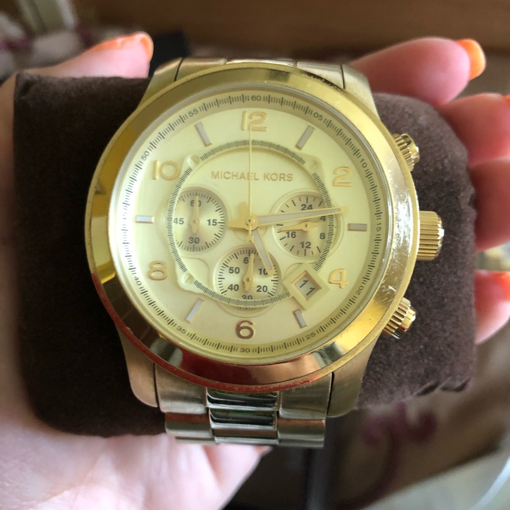 Michael Kors oversized runway gold watch